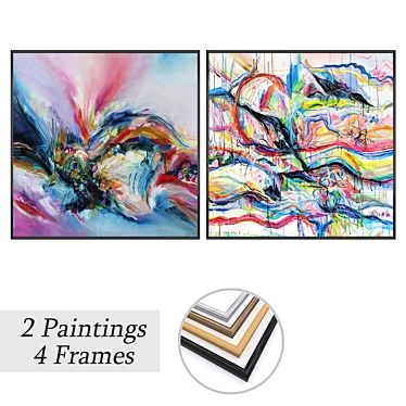 Artwork Set with Varied Frames 3D model image 1 