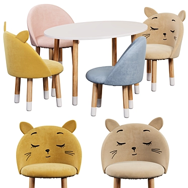 Kids Oval Table Chair Set 3D model image 1 