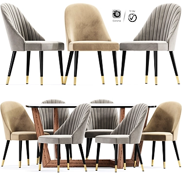 Modern Dining Table Chair Set 3D model image 1 