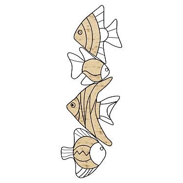 Metal and Wood Fish Wall Decor 3D model image 1 