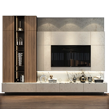 Modern TV Shelf Organizing Solution 3D model image 1 