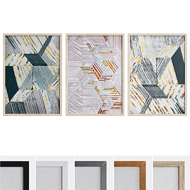 Modern Abstract Picture Frame Set 3D model image 1 