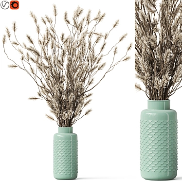 Elegant Floral Arrangement Sculpture 3D model image 1 