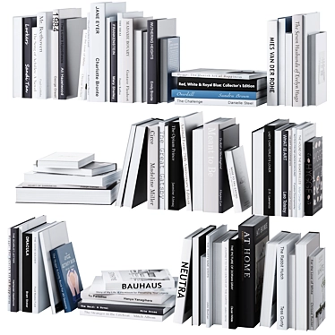 Gray Tone Book Set 3D model image 1 