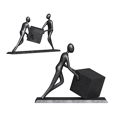 Modern Black Aluminum Square Sculpture 3D model image 1 