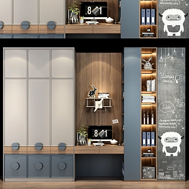 Childroom Wardrobe Set, Customizable Furniture 3D model image 1 