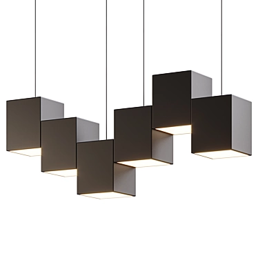 Sleek Black Linear Pendant Light 3D model image 1 