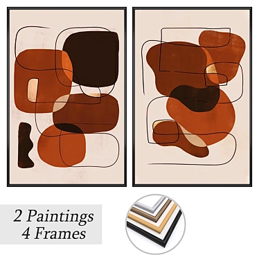 Gallery Art Set with Frames 3D model image 1 