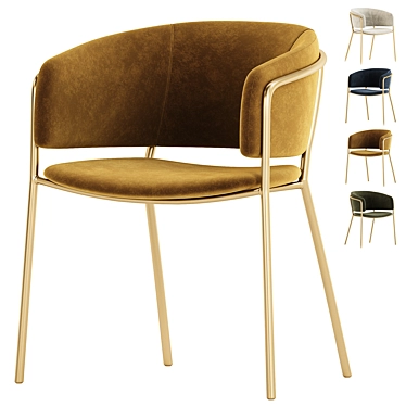 Chenille Beige Designer Chair Konnie 3D model image 1 