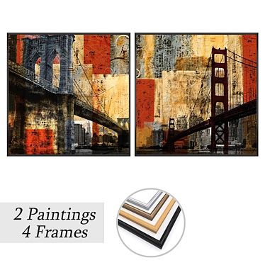 Wall Art Set with Frames 3D model image 1 