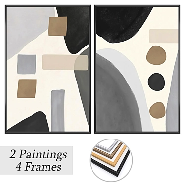 Dual Picture Set with Frames 3D model image 1 