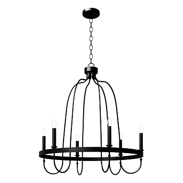 Wickshire Chandelier 6-Light Matte Black 3D model image 1 