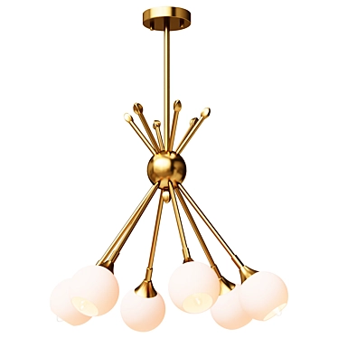 Justine 6-Light Brass Gold Pendant 3D model image 1 