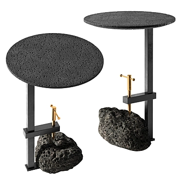 Modern Sleek Lava Stone Table 3D model image 1 