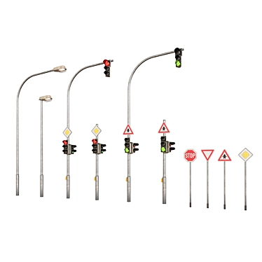 Modular Traffic Light Set 3D model image 1 