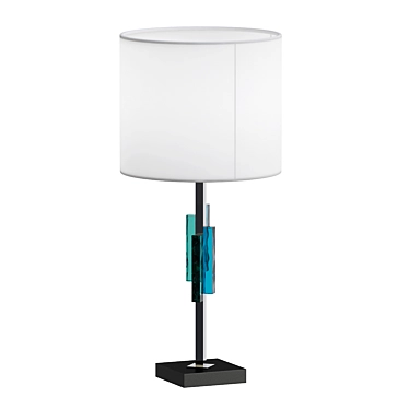 Sleek Danish Glass Metal Lamp 3D model image 1 