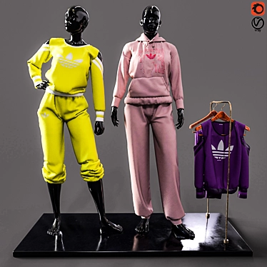 Sportswear Duo Mannequins 3D model image 1 