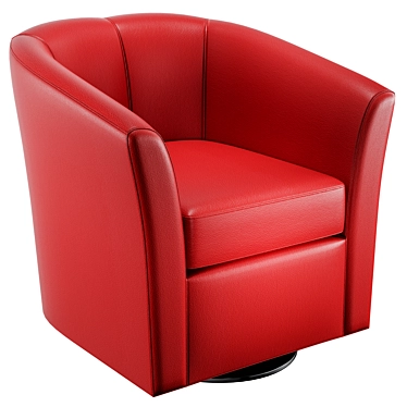 Luxury Red Leather Swivel Chair 3D model image 1 