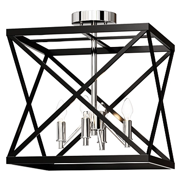 Minimalist Black Flush Mount Chandelier 3D model image 1 