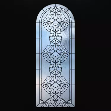 Elegant Arched Stained-Glass Window 3D model image 1 