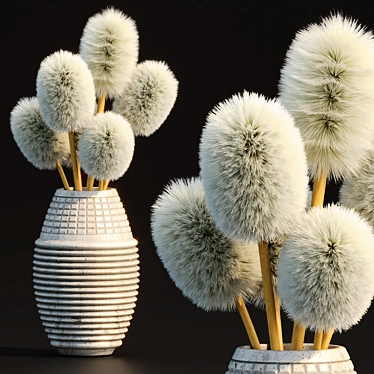 Fluffy Plants in Pot Collection 3D model image 1 