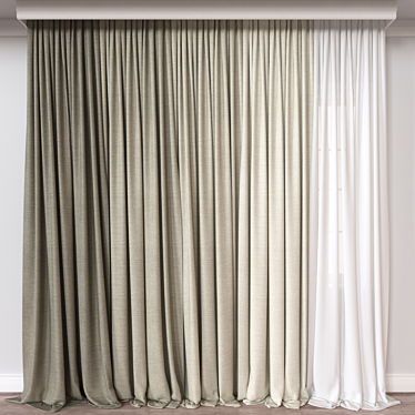 Versatile 3D Curtain Model 3D model image 1 