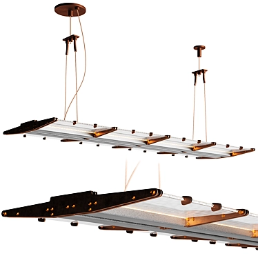 Sleek Wing Linear Suspension Light 3D model image 1 