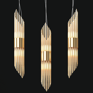 Art Deco Pendant Lamp Brass 3D model image 1 