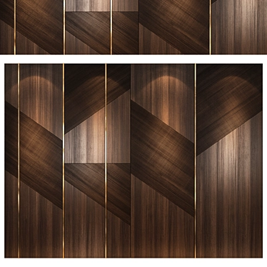 Editable Wood Metal Wall Panel 3D model image 1 