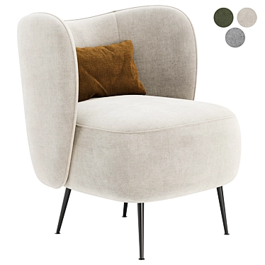 Plush Wingback Accent Chair 3D model image 1 