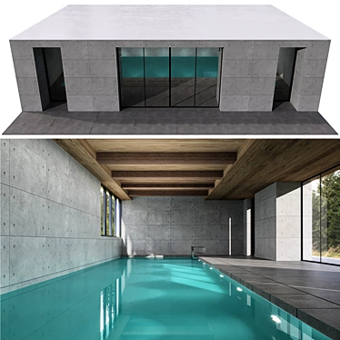 Roofed Swimming Pool Model - VRAY & CORONA 3D model image 1 