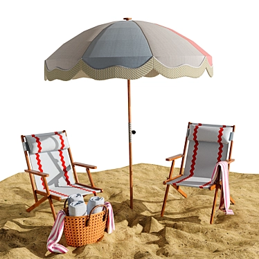 Modern Beach Lounge Outdoor Set 3D model image 1 