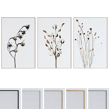 Modern Botanical Picture Frame Set 3D model image 1 