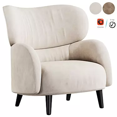 Elegant Leather Blossom Armchair 3D model image 1 