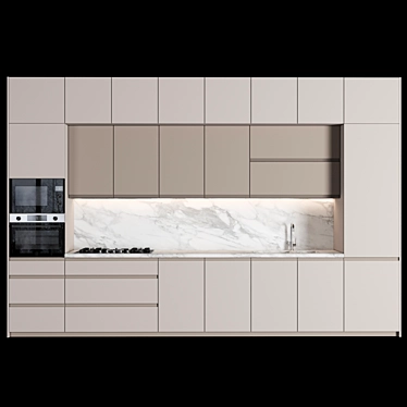 Modern Modular Kitchen Design 3D model image 1 