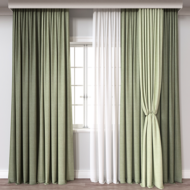 Dual-Format Curtain Model, High-Poly 3D model image 1 