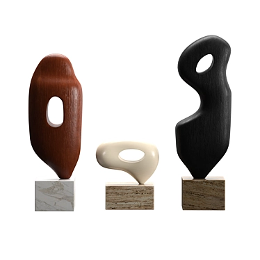 Sculptural Wooden Art Objects 3D model image 1 