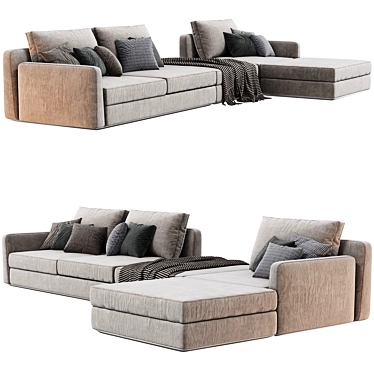 Modern Sectional Chaise Sofa Unit 3D model image 1 