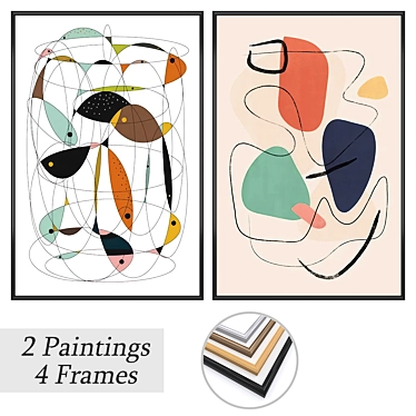 Wall Art Set with Frames 3D model image 1 