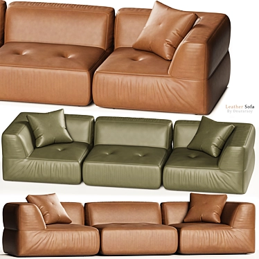 Modern Leather Sectional Sofa Set 3D model image 1 