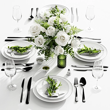 Elegant Table Setting for Four 3D model image 1 