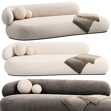 Alba Plush Cream Bean Sofa 3D model image 1 