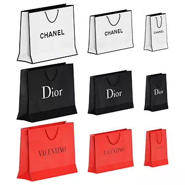 Brand Shopping Bags Set, Various Sizes 3D model image 1 