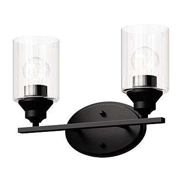 Matte Black Wall Sconce, 2-Light 3D model image 1 