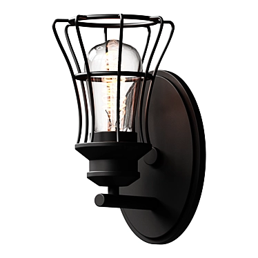 Matte Black Cage Wall Sconce 3D model image 1 