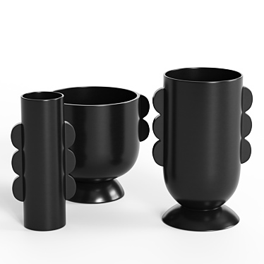 Minimalist Black Ceramic Vases 3D model image 1 