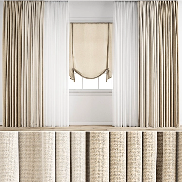 Polygonal Curtain Model Set 3D model image 1 