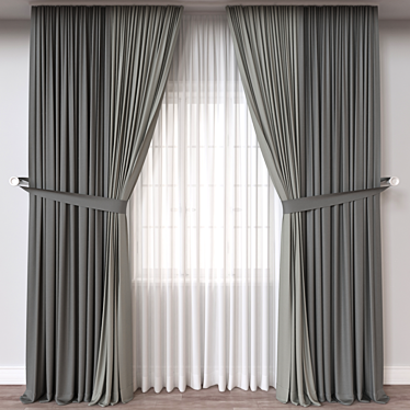 Modern 3D Curtain Model 3D model image 1 