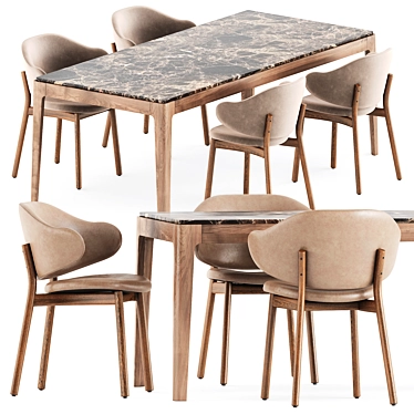 Modern Dining Set: Holly Chairs & Ziggy Table 3D model image 1 