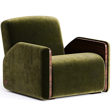 Modern Black Oak Armchair Design 3D model image 1 